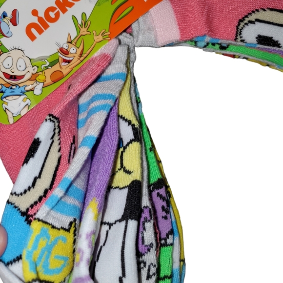 Nickelodeon New 10-Pack No Show Assorted 90's Character Socks - Picture 3 of 4